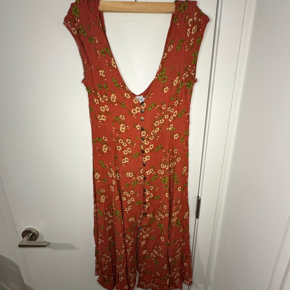 Floral Button-Down Dress in Red